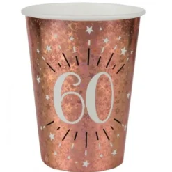 10 Gobelets en carton - Joyeux Anniversaire Etincelant - Rose Gold - Age au Choix