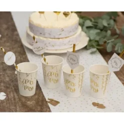 10 Gobelets en Carton "Just Married" - Or