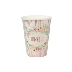 10 Gobelets en carton - Mariage Fleuri