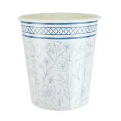 8 gobelets en carton - 200 ml - Collection Fleur Bleue