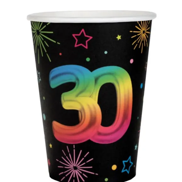 6 gobelets en carton pour anniversaire - 27 cl - Collection Festicolor - Âge au choix