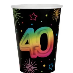 6 gobelets en carton pour anniversaire - 27 cl - Collection Festicolor - Âge au choix