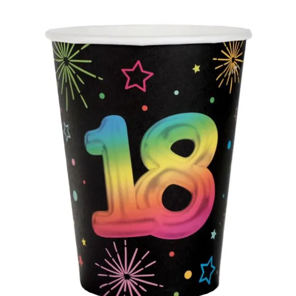 6 gobelets en carton pour anniversaire - 27 cl - Collection Festicolor - Âge au choix
