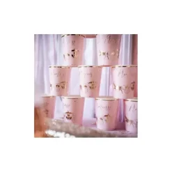 8 Gobelets en carton - Princesse Rose & Or - 25 cl