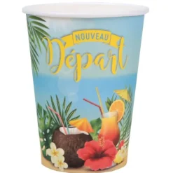 10 Gobelets en carton - Retraite Tropicale - 27 cl