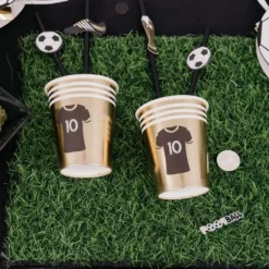 8 Gobelets - Football - Noir, Blanc et Or
