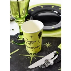 10 Gobelets "Joyeux Anniversaire" - Vert