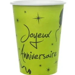 10 Gobelets "Joyeux Anniversaire" - Vert