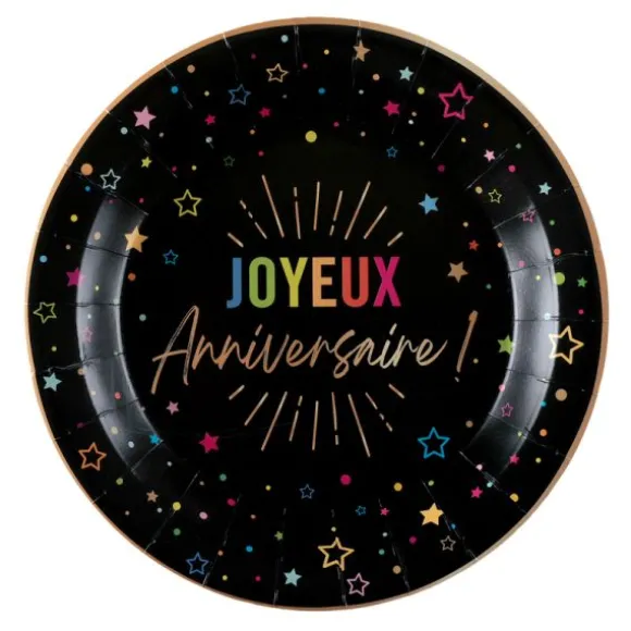 6 gobelets "Joyeux Anniversaire" en carton - 27 cl - Collection Festicolor - Couleur au choix