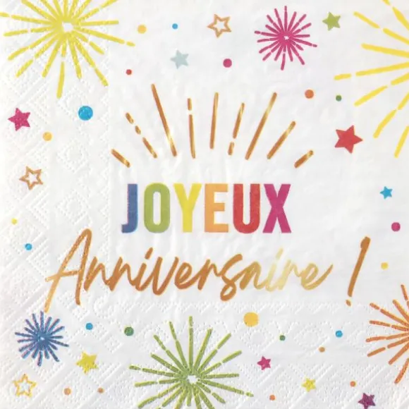 6 gobelets "Joyeux Anniversaire" en carton - 27 cl - Collection Festicolor - Couleur au choix