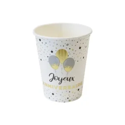 6 gobelets "Joyeux Anniversaire" en carton - 25 cl - Collection Splendid