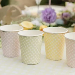 8 gobelets à motifs vichy en carton - 255 ml - Pâques