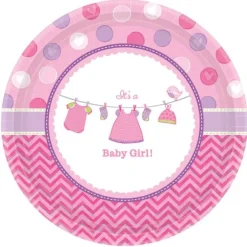 8 Grandes Assiettes Cartonnées - It's a Baby Girl !
