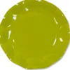 Grandes Assiettes Vagues Rondes en Carton Vert Anis