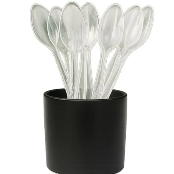 10 grandes cuillères réutilisables en plastique - 17 cm - Couleur au choix