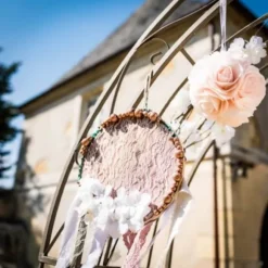 12 Grosses Perles en Bois - Paillettes Rose Gold