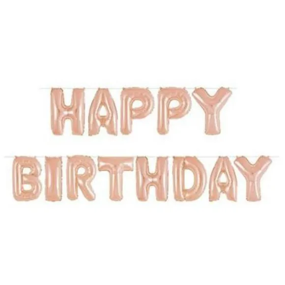 Guirlande Ballons Lettres Happy Birthday Rose Gold
