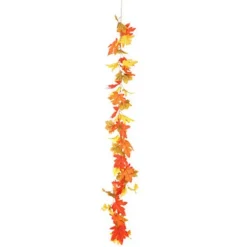Guirlande d'automne de feuilles d'érable - 1,70 m - Jaune, orange et vert
