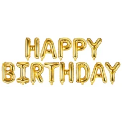 Guirlande de ballons métallisés en mylar pour anniversaire - Happy Birthday - Couleur au choix