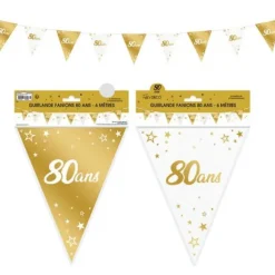 Guirlande de Fanions Anniversaire Métallique - Or - Age au Choix