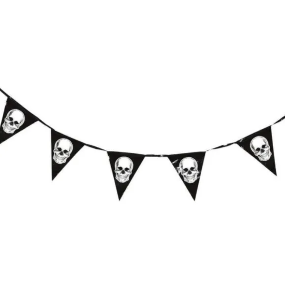 Guirlande de Fanions en Plastique - Tête de Mort 360 cm