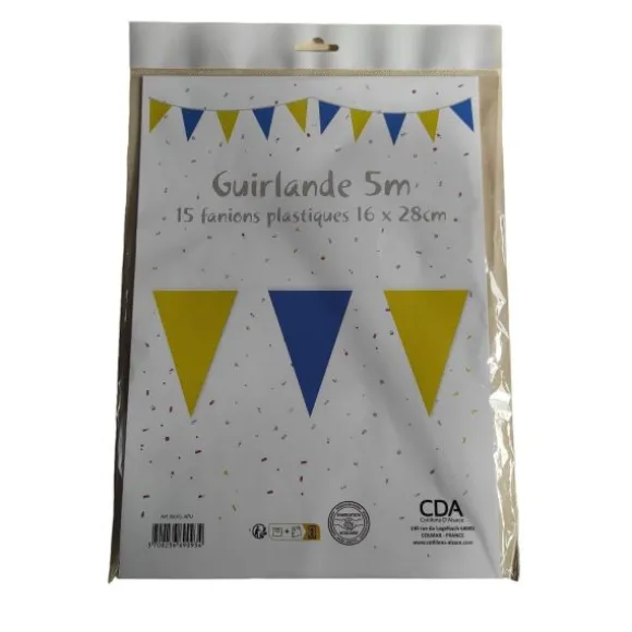 Guirlande de 15 fanions - Jaune et Bleu - 5m
