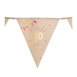 Guirlande de 10 fanions multicolores avec dorure pour anniversaire - 3 m - Âge au choix