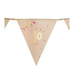 Guirlande de 10 fanions multicolores avec dorure pour anniversaire - 3 m - Âge au choix
