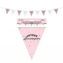 Guirlande de 20 fanions - Octobre Rose - 10 m
