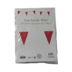Guirlande de 30 fanions - Rouge et Blanc - 10 m
