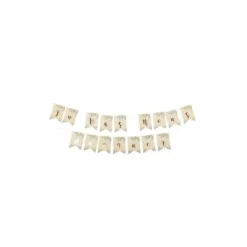 Guirlande de Fanions " Tu vas nous manquer " Retraite Party - Beige, Or & Feuilles d'Olivier - 2,55 m