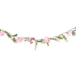 Guirlande de fleurs roses et vertes - 120 cm - Collection Parenthèse Élégante