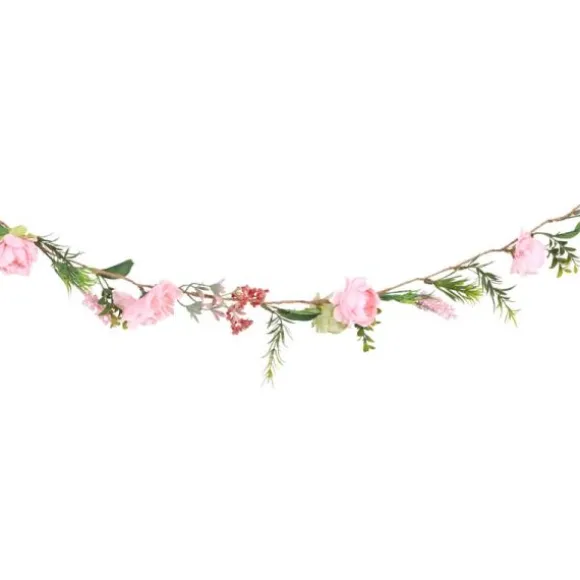 Guirlande de fleurs roses et vertes - 120 cm - Collection Parenthèse Élégante