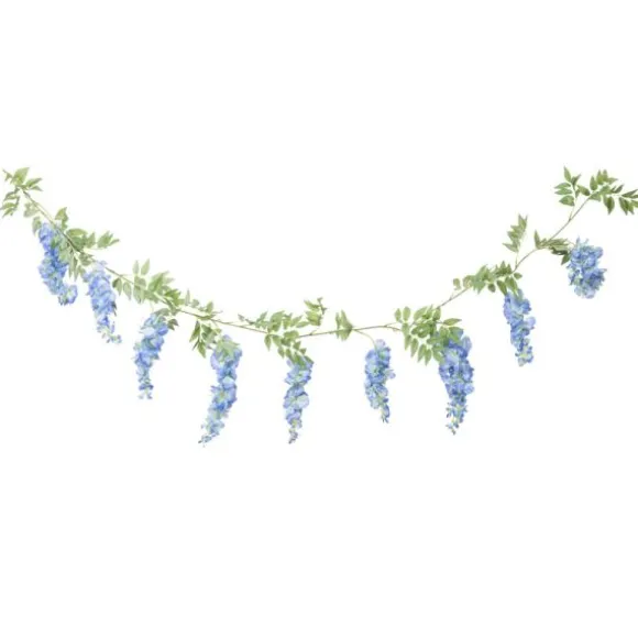 Guirlande de glycine tombante bleue avec feuillage - 180 cm
