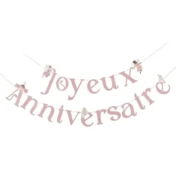 Guirlande de lettres "Joyeux Anniversaire" en papier - 2 m - Collection Fairy World