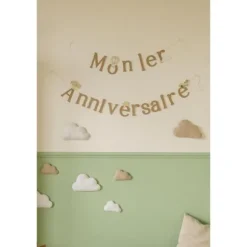 Guirlande de lettres "Mon 1er Anniversaire" en papier - 2 m - Collection Dans les Nuages