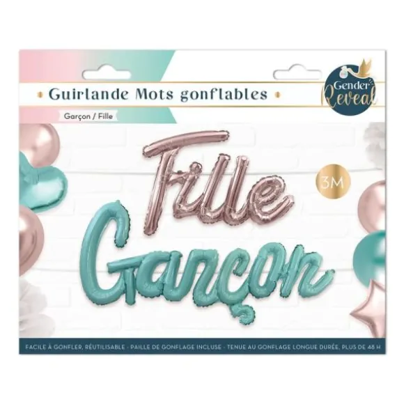 Guirlande de mots gonflables - Fille ou Garçon ? - Collection Gender Reveal