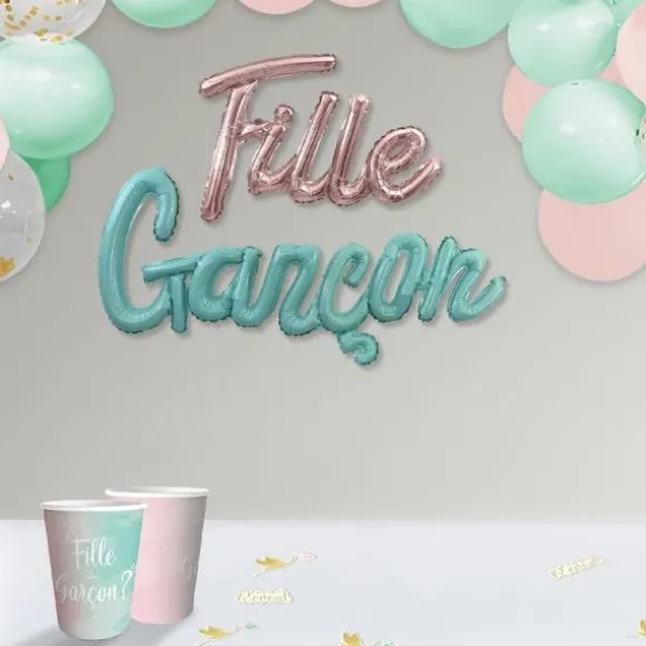 Guirlande de mots gonflables - Fille ou Garçon ? - Collection Gender Reveal