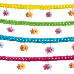 Guirlande en Papier Hawaï et Fleurs d'Hibiscus - Coloris Assortis