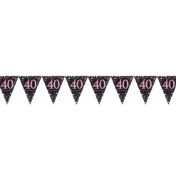 Guirlande Fanion - 40 Ans Rose