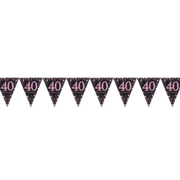 Guirlande Fanion - 40 Ans Rose