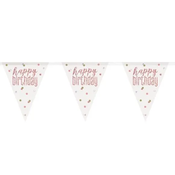 Guirlande Fanions " Happy Birthday " Prism - Glitz Rose Gold