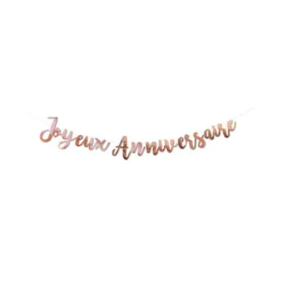 Guirlande métallisée "Joyeux Anniversaire" en carton - 1,80 m - Couleur au choix