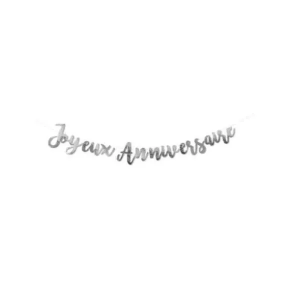 Guirlande métallisée "Joyeux Anniversaire" en carton - 1,80 m - Couleur au choix