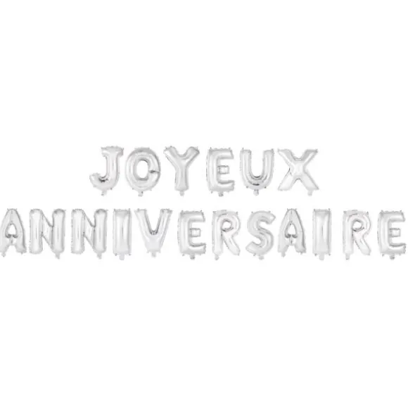 Guirlande métallisée "Joyeux Anniversaire" en carton - 1,80 m - Couleur au choix