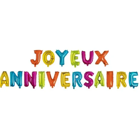 Guirlande métallisée "Joyeux Anniversaire" en carton - 1,80 m - Couleur au choix