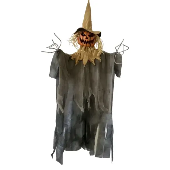Homme citrouille d'Halloween animé à suspendre - 150 cm