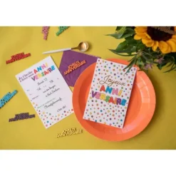 6 Invitations - Anniversaire Ballons Multicolores
