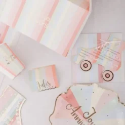 8 invitations avec enveloppes - Collection Mahault Pastel et Or