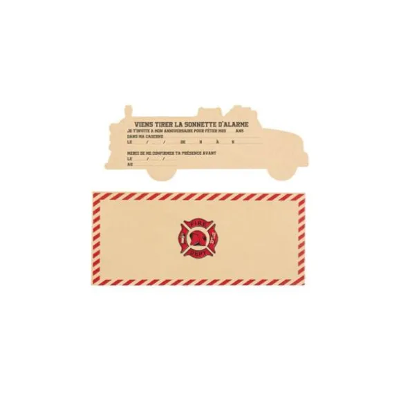 8 invitations avec enveloppes - Collection Pompier